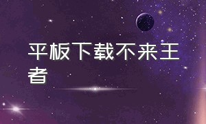 平板下载不来王者