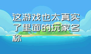 这游戏也太真实了里面的玩家名称