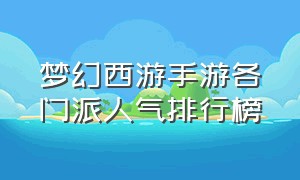 梦幻西游手游各门派人气排行榜