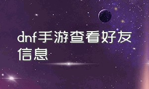 dnf手游查看好友信息