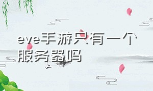 eve手游只有一个服务器吗