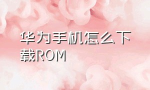 华为手机怎么下载ROM（华为官方rom下载地址是什么）