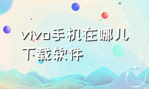 vivo手机在哪儿下载软件