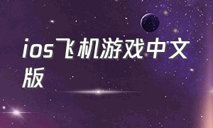 ios飞机游戏中文版（苹果飞机游戏中文版）