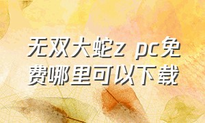 无双大蛇z pc免费哪里可以下载