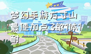 梦幻手游方寸山最佳加点3敏1体1耐