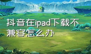 抖音在ipad下载不兼容怎么办