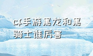 cf手游黑龙和黑骑士谁厉害