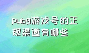 pubg游戏号的正规渠道有哪些