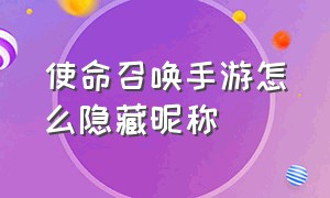 使命召唤手游怎么隐藏昵称