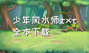 少年风水师txt全本下载（风水师秘记txt全集下载）