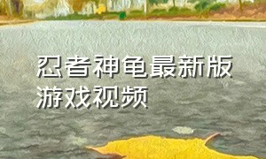 忍者神龟最新版游戏视频