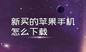 新买的苹果手机怎么下载