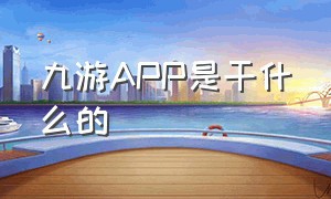 九游APP是干什么的