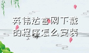 英伟达官网下载的程序怎么安装