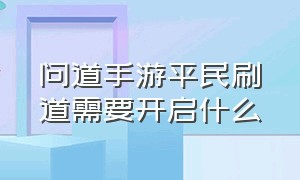 问道手游平民刷道需要开启什么