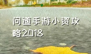 问道手游小资攻略2018