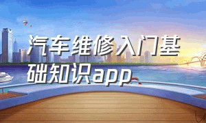 汽车维修入门基础知识app（汽车维修问题及解答软件哪个好）