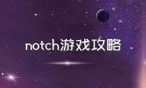 notch游戏攻略（not a game攻略）