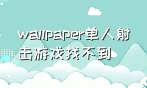 wallpaper单人射击游戏找不到（wallpaper下载的游戏怎么改后缀）