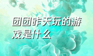 团团昨天玩的游戏是什么