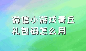 微信小游戏青丘礼包码怎么用（微信小游戏青丘礼包码怎么用不了）