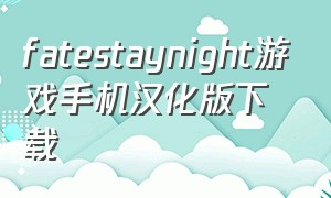fatestaynight游戏手机汉化版下载