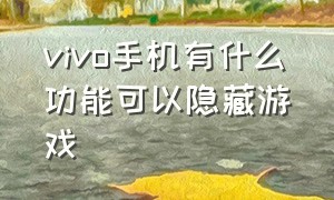 vivo手机有什么功能可以隐藏游戏