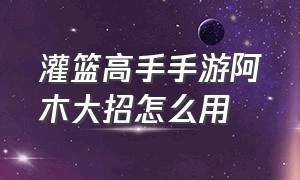 灌篮高手手游阿木大招怎么用