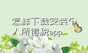 怎样下载安装个人所得税app（下载个人所得税app）