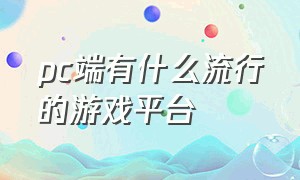 pc端有什么流行的游戏平台