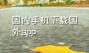 国内手机下载国外app