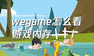 wegame怎么看游戏内存