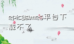 epicgames平台下载不了