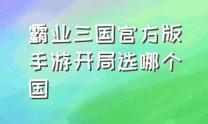 霸业三国官方版手游开局选哪个国