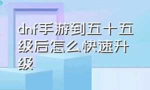 dnf手游到五十五级后怎么快速升级