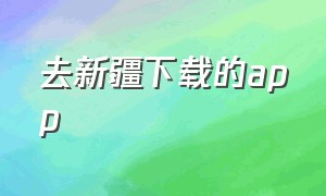 去新疆下载的app