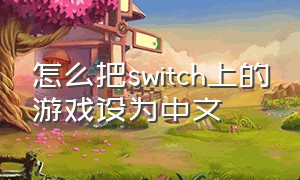怎么把switch上的游戏设为中文