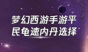 梦幻西游手游平民龟速内丹选择