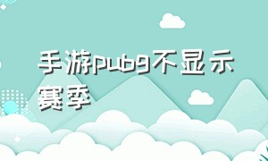 手游pubg不显示赛季