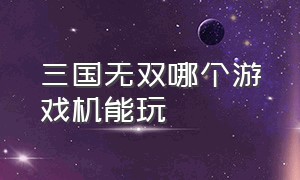 三国无双哪个游戏机能玩