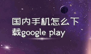 国内手机怎么下载google play（安卓怎么用GOOGLE PLAY商店）