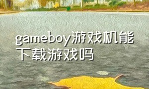 gameboy游戏机能下载游戏吗（gameboy能玩什么游戏）