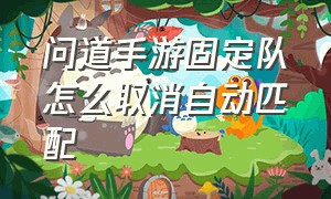 问道手游固定队怎么取消自动匹配