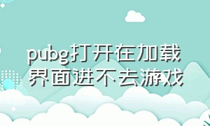 pubg打开在加载界面进不去游戏