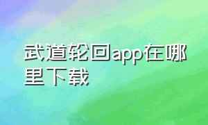 武道轮回app在哪里下载