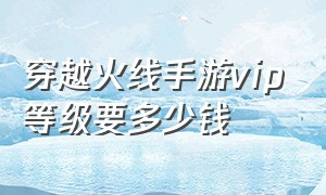 穿越火线手游vip等级要多少钱（穿越火线手游vip价格表最新）