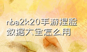 nba2k20手游捏脸数据大全怎么用