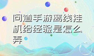 问道手游离线挂机给经验是怎么弄