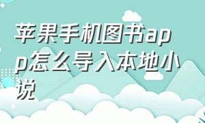 苹果手机图书app怎么导入本地小说